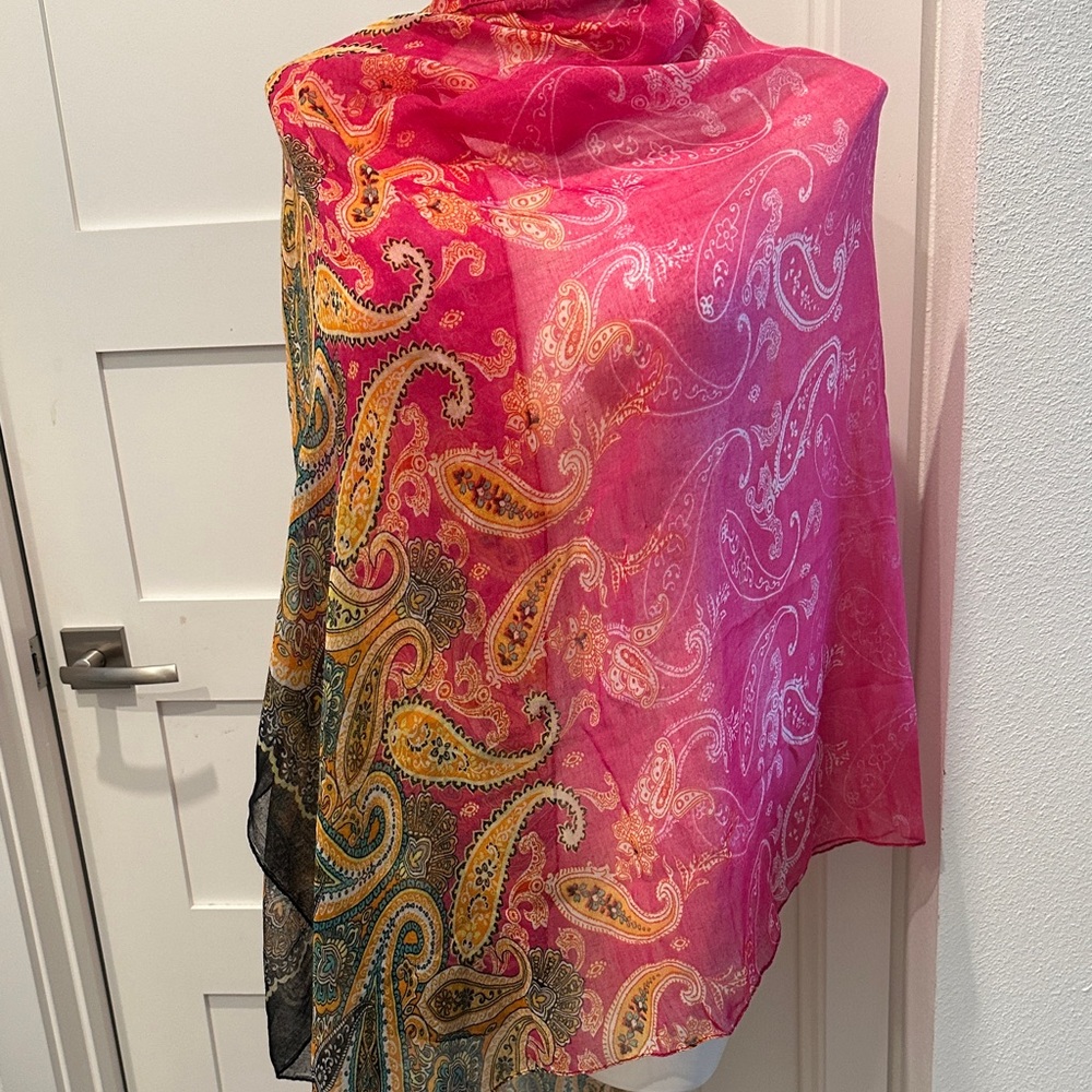 Vibrant Paisley Women's Wrap - Fuchsia, Gold, Charcoal